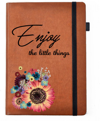 

Hamee A5 Notebook(Designer Printed Brown Leather A5 Notebook - 200 pages, A5 size Enjoy Little Things, Brown)