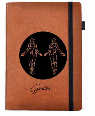 

Hamee A5 Notebook(Designer Printed Brown Leather A5 Notebook - 200 pages, A5 size Zodiac Gemini, Brown)
