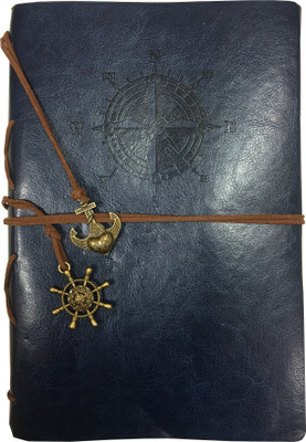 

Goonj Creations Regular Diary(Vintage PU Leather Travel Notebook Journal Blank Notebook with Shipwheel & Anchor metal Charms Diary - Blue, Blue)