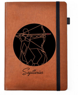 Hamee A5 Notebook(Designer Printed Brown Leather A5 Notebook - 200 pages, A5 size Zodiac Saggitarius, Brown)