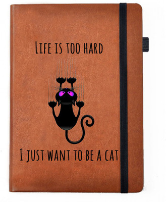 

Hamee A5 Notebook(Designer Printed Brown Leather A5 Notebook - 200 pages, A5 size As Lazy as Cat, Brown)