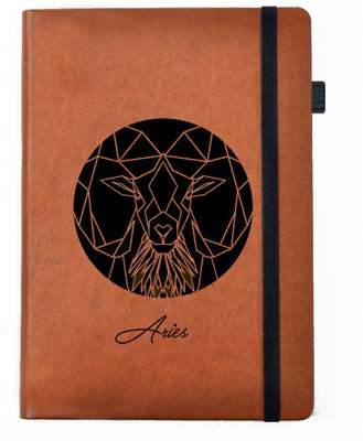 

Hamee A5 Notebook(Designer Printed Brown Leather A5 Notebook - 200 pages, A5 size Zodiac Aries, Brown)