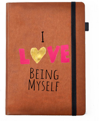 

Hamee A5 Notebook(Designer Printed Brown Leather A5 Notebook - 200 pages, A5 size Love Myself, Brown)