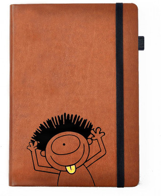 

Hamee A5 Notebook(Designer Printed Brown Leather A5 Notebook - 200 pages, A5 size Laugh, Multicolor)