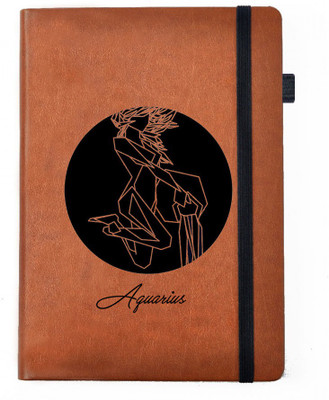 

Hamee A5 Notebook(Designer Printed Brown Leather A5 Notebook - 200 pages, A5 size Zodiac Aquarius, Brown)