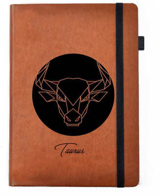 

Hamee A5 Notebook(Designer Printed Brown Leather A5 Notebook - 200 pages, A5 size Zodaic Taurus, Brown)