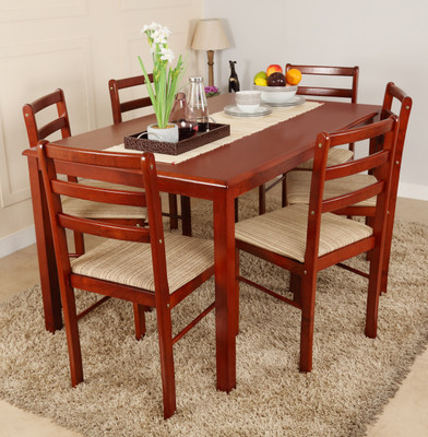 

Woodness Solid Wood 6 Seater Dining Set(Finish Color - Mahogany)