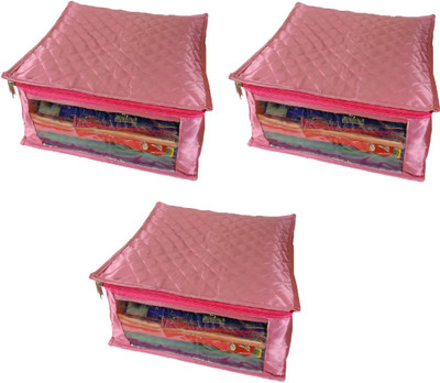 

Addyz Plain Pack of 3 Pisces Plain Large Satin Saree Salwar Suit Kamiz Cover Storage Bag(Pink)