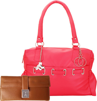 

Lady bar Shoulder Bag(Pink, Tan)