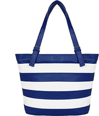 

style loft Hand-held Bag(White, Blue), Blue;white