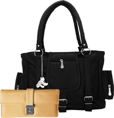 

Lady bar Shoulder Bag(Black, Beige), Beige;black