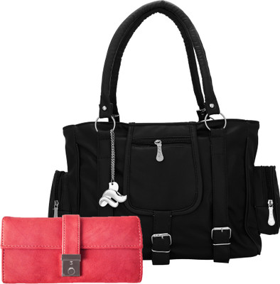 

Lady bar Shoulder Bag(Black, Pink)