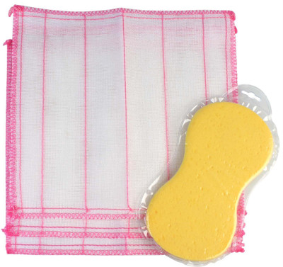 

HOKIPO 1 Cleaning Sponge + 3 Natural Fiber Cloth Cleaning Wipe