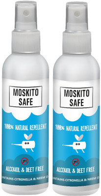 

Moskitosafe 100% Natural Repellent Alcohol & Deet Free(Pack of 2)
