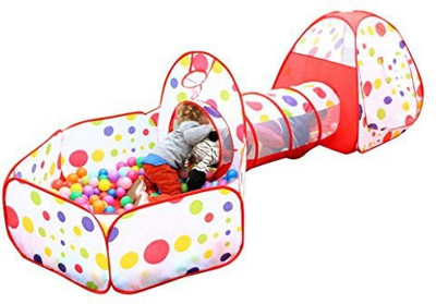 

FocuSun FocuSun® Cute Polka Dot Pop up Kids Play Tent with Tunnel and Ball Pit Indoor and Outdoor Easy Folding Play House Children Toy Playpen with Tote Bag for Kids Gifts (3 in 1)(Multicolor)