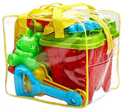 

Bo-Toys Beach Sand Toys Set in Zippered Bag Castle Bucket(Multicolor)