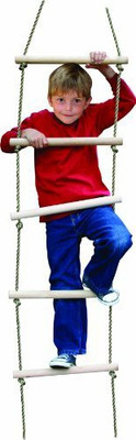 

The Original Toy Company Rope Climbing Ladder for Kids(White, Brown), Brown;white