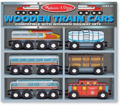 

Melissa & Doug Wooden Train Cars Set(Multicolor)