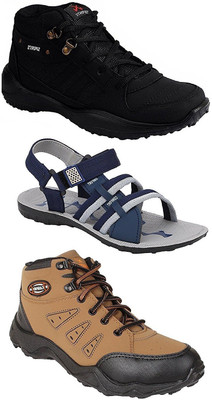 

Chevit Men's Trio Pack of 3 Casual Running Shoes and (Sandals and Floaters) For Men(Multicolor