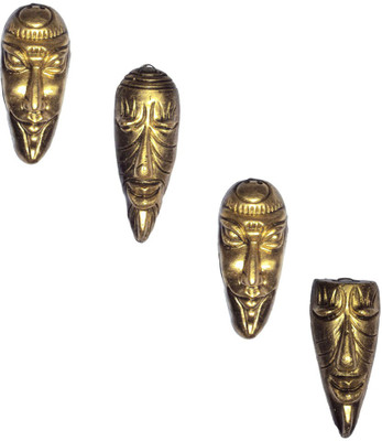 

Rasoh village hand artz terracotta gold smallies wall hanging Decorative Showpiece - 10 cm(Terracotta, Gold)