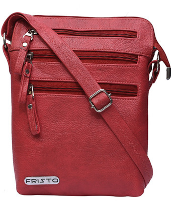 Fristo Women Casual Red PU Sling Bag