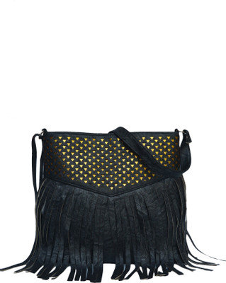 

Fashion Knockout Girls Casual Black Genuine Leather Sling Bag