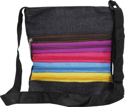 

WhiteAsh Women Casual Black Denim Sling Bag