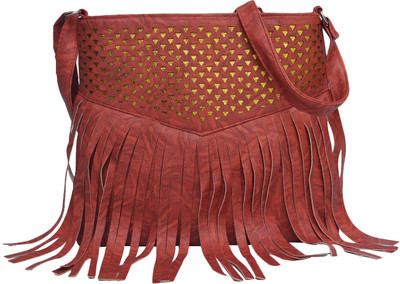 

Fashion Knockout Girls Casual Maroon Genuine Leather Sling Bag