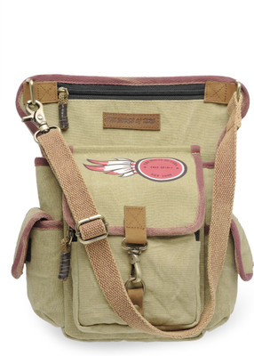 

The House of Tara Men & Women Casual Beige Canvas, Cotton Sling Bag