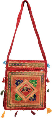 

Craft Trade Women Casual Maroon Cotton Sling Bag