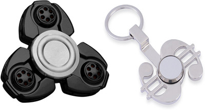 

Emob CKF Heavy Metal & Dollar Shining Chrome Pendent Fidget Keychain Hand Spinner Toy-Combo(Multicolor)