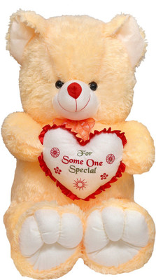 

ToynJoy Giant Jumbo Size 3.5 Feet Exquisite Peach Teddy Bear with Printed Heart - 105 cm(Peach)