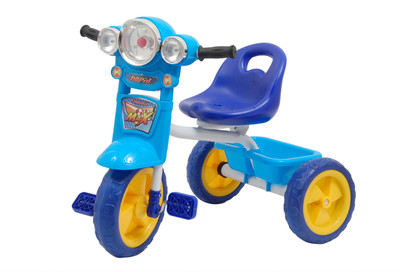 

Happykids DISCO HEAD LIGHT, MUSIC AND CARRIER beautiful & attractive tricycle with disco head lights , sound and carrier (Blue) Tricycle(Multicolor)