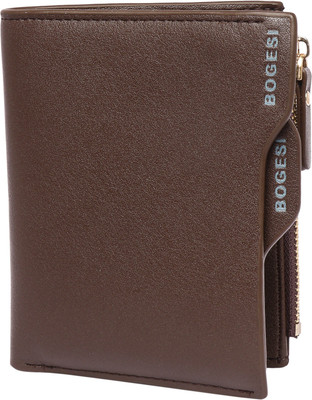 

Bogesi Men Formal Brown Artificial Leather Wallet(9 Card Slots)