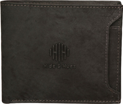 

Hide & Hues Men Black Genuine Leather Wallet(11 Card Slots), Black -ih