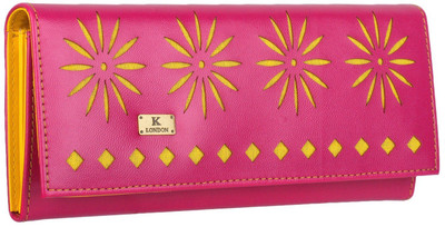 

K London Women Pink, Yellow Artificial Leather Wallet(4 Card Slots)