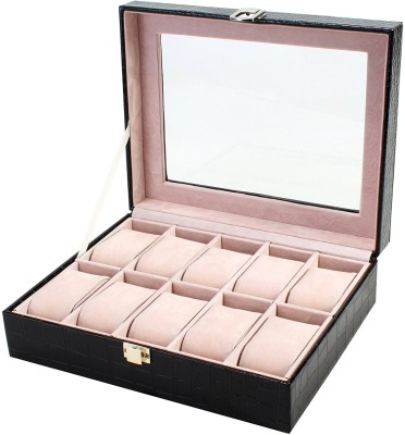 BlushBees Leather 10 Slot Watch Box(Black, Holds 10 Watches)   Watches  (BlushBees)