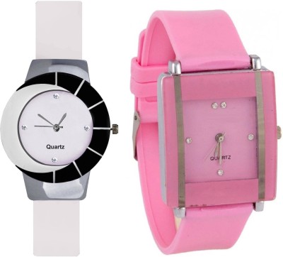 KNACK Black white different design beautiful with Pink square shape simple and professional women Watch  - For Girls   Watches  (KNACK)