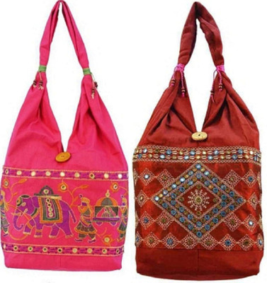 

gsi jhola bag Shoulder Bag(Pink, Maroon, 5 inch)