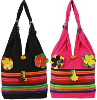 

gsi jhola bag Shoulder Bag(Black, Pink, 5 inch)