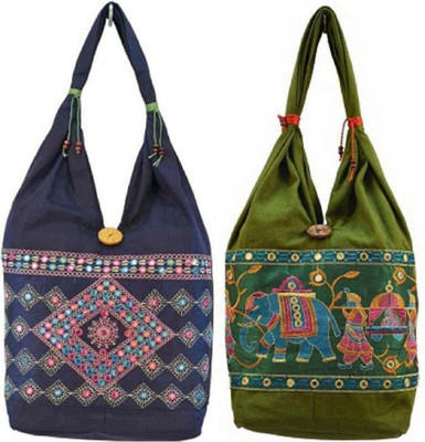 

gsi jhola bag Shoulder Bag(Blue, Green, 5 inch)