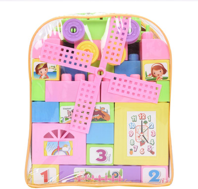 

Toyvala Blocks For Kids 47 Pieces Block Toy Set - Train, House, Bed, Counting Blocks & More(Multicolor)