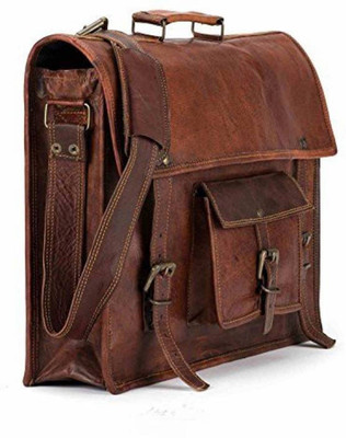 

craftshades briefcase leather bag Medium Briefcase - For Men & Women(brown)