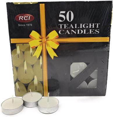 

R.C.I TEALIGHT PACK OF 50pcs Candle(White, Pack of 50)