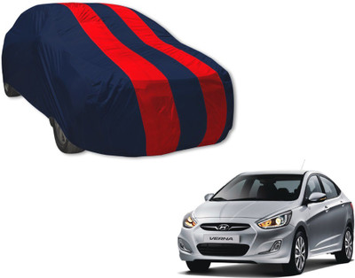 MOCKHE Car Cover For Hyundai Fluidic Verna (Without Mirror Pockets)(Blue, Red)