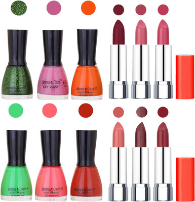 

Aroma Care Wholesale Rate Combo of Nail Polish and Rythm Lipstick 061(Set of 12)