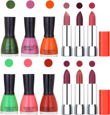 

Aroma Care Wholesale Rate Combo of Nail Polish and Rythm Lipstick 003(Set of 12)