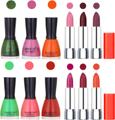 

Aroma Care Wholesale Rate Combo of Nail Polish and Rythm Lipstick 020(Set of 12)