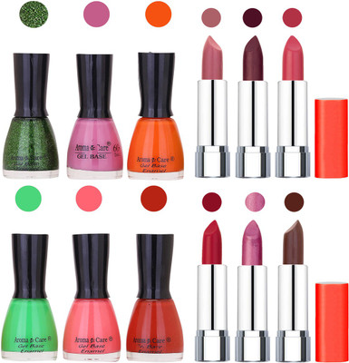 

Aroma Care Wholesale Rate Combo of Nail Polish and Rythm Lipstick 002(Set of 12)
