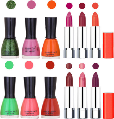 

Aroma Care Wholesale Rate Combo of Nail Polish and Rythm Lipstick 066(Set of 12)
